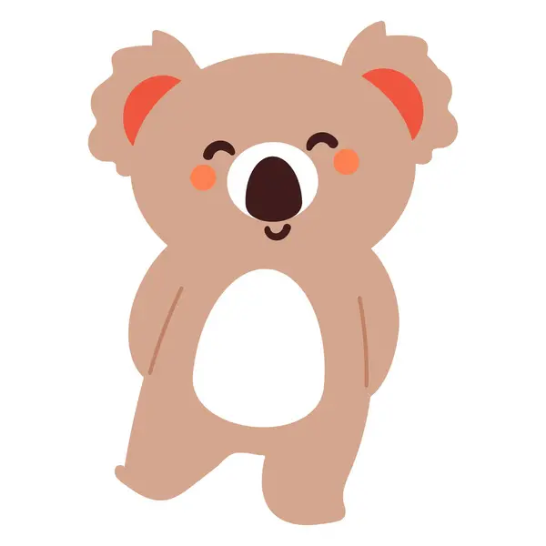 Roztomilý Kreslený Koala Úsměv Roztomilá Zvířecí Samolepka Pro Děti — Stockový vektor
