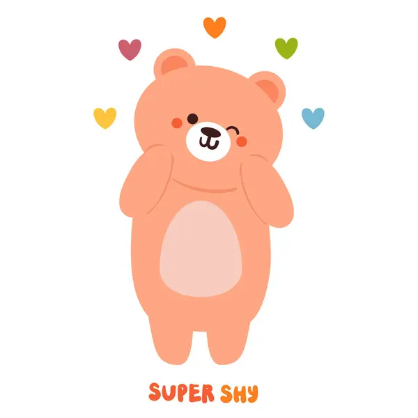 Ręka Rysunek Słodkie Kreskówki Niedźwiedź Pełen Miłości Urocza Naklejka Zwierzę — Wektor stockowy