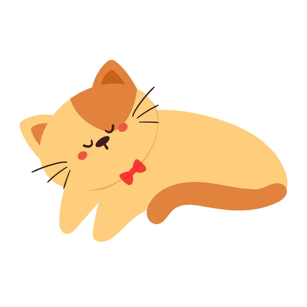 Hand Zeichnung Niedlich Cartoon Katze Schlafen — Stockvektor