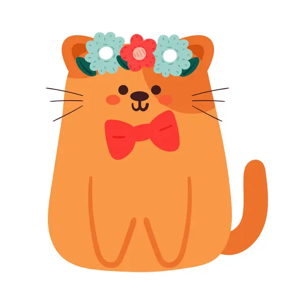 Ζωγραφισμένο Στο Χέρι Αυτοκόλλητο Γάτα Χαριτωμένο Σχέδιο Ζώο Για Εικονίδιο — Διανυσματικό Αρχείο