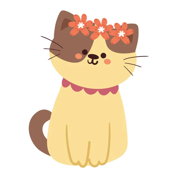 手绘卡通猫贴纸 可爱的动物画图标 — 图库矢量图片