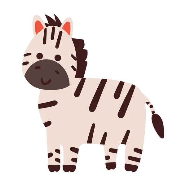 Mano Disegno Cartone Animato Carino Zebra Adesivo — Vettoriale Stock