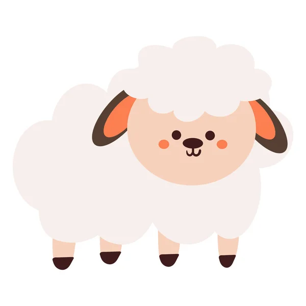 Hand Drawing Cartoon Sheep Cute Animal Icon — Stock Vector