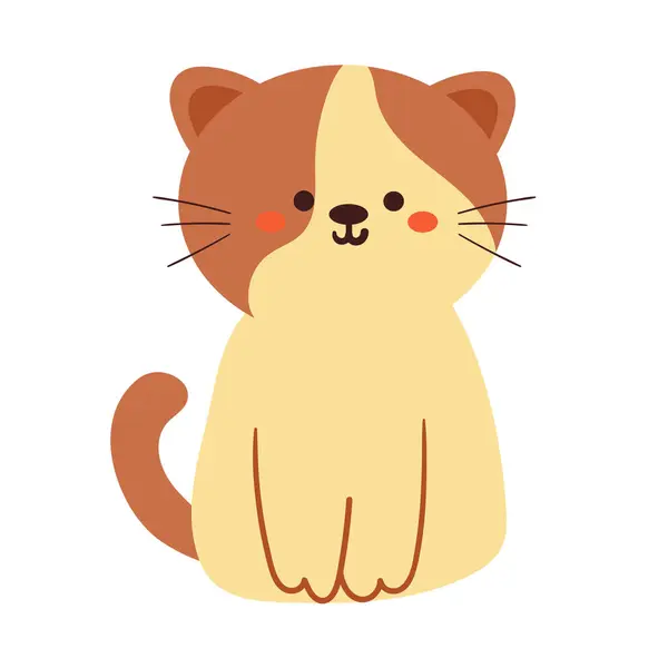 Handzeichnung Cartoon Cat Niedliches Tier Symbol Für Aufkleber — Stockvektor
