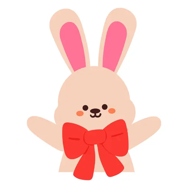 Hand Drawing Cartoon Bunny Cute Animal Icon Sticker — Stock Vector