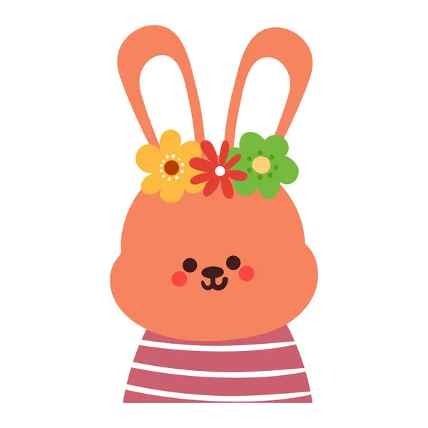 Cute Cartoon Bunny Flower Crown — Stock Vector