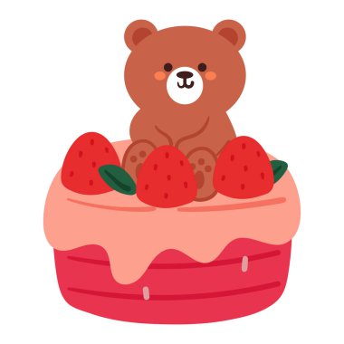 El çizimi tatlı tatlı ve çizgi film ayı çıkartması