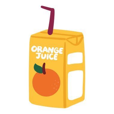 hand drawing cartoon juice. drink carton sticker clipart