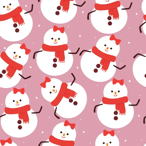 Seamless Pattern Cartoon Snowman Cute Winter Pattern Christmas Wallpaper Gift — Stock Vector