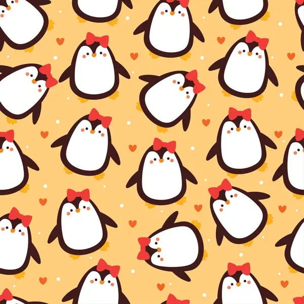 シームレスなパターン ペンギン かわいいイラストデザイン ギフトラップペーパーのための動物パターン — ストックベクタ