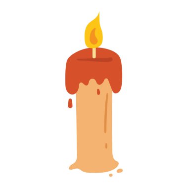 El çizimi çizgi film mumu. Mum Vektörü illüstrasyonu