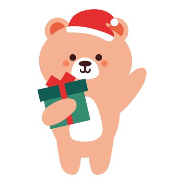 Noel hediyeli el çizimi bir ayı.