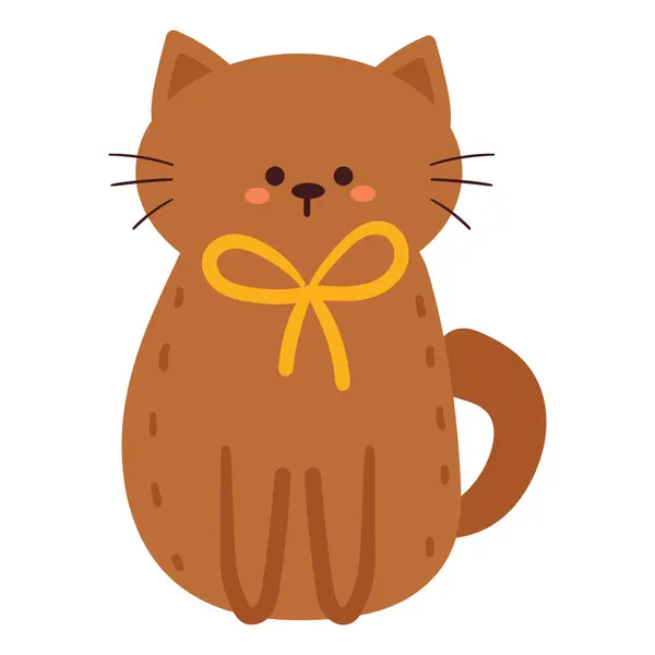 Dibujo Mano Gato Dibujos Animados Con Cinta Lindo Animal Garabato — Archivo Imágenes Vectoriales