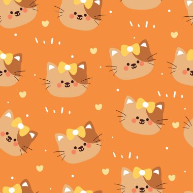 Kusursuz desenli çizgi film kedileri. hediye paketi kağıdı için sevimli hayvan duvar kağıdı çizimi