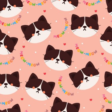 Kusursuz desenli çizgi film kedileri. hediye paketi kağıdı için sevimli hayvan duvar kağıdı çizimi