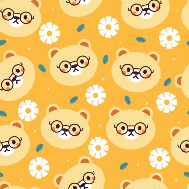 seamless pattern cartoon bear and flower. cute wallpaper for textile, gift wrap paper clipart