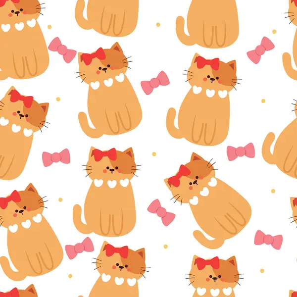 Sömlösa Mönster Tecknade Katter Söt Djur Tapet Illustration För Gåva — Stock vektor