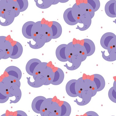 Kusursuz desenli çizgi film fili. hediye paketi kağıdı için sevimli hayvan duvar kağıdı çizimi