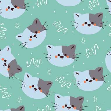 Kusursuz desenli çizgi film kedileri. hediye paketi kağıdı için sevimli hayvan duvar kağıdı çizimi