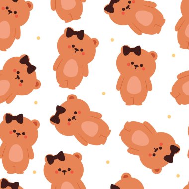 Kusursuz desenli çizgi film ayıları. hediye paketi kağıdı için sevimli hayvan duvar kağıdı çizimi