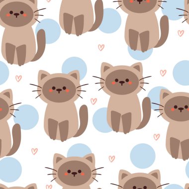 Kusursuz desenli çizgi film kedileri. hediye paketi kağıdı için sevimli hayvan duvar kağıdı çizimi