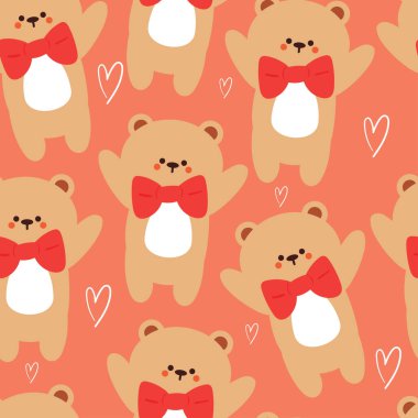 Kusursuz desenli çizgi film ayıları. hediye paketi kağıdı için sevimli hayvan duvar kağıdı çizimi