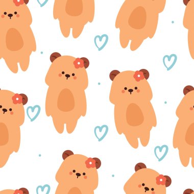 Kusursuz desenli çizgi film ayıları. hediye paketi kağıdı için sevimli hayvan duvar kağıdı çizimi