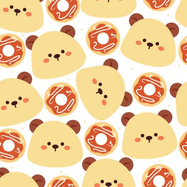 Tatlı ile kusursuz desenli çizgi film ayısı. hediye paketi kağıdı için sevimli hayvan duvar kağıdı çizimi