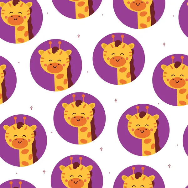 Nahtlose Muster Cartoon Giraffe Niedliche Tiertapete Für Textilien Geschenkpapier — Stockvektor