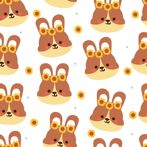 Nahtlose Muster Cartoon Hase Und Blume Niedliche Tiertapete Für Textilien — Stockvektor