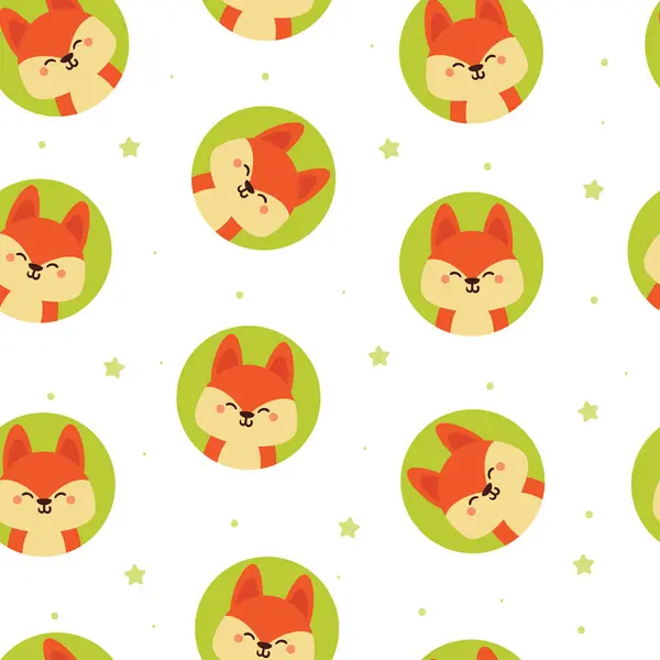Nahtlose Muster Cartoon Fox Niedlichen Tier Tapete Illustration Für Geschenkpapier — Stockvektor