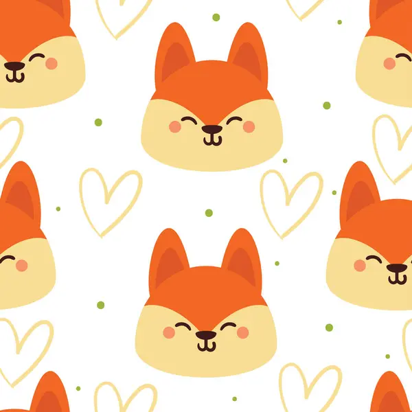 Nahtlose Muster Cartoon Fox Niedlichen Tier Tapete Illustration Für Geschenkpapier — Stockvektor