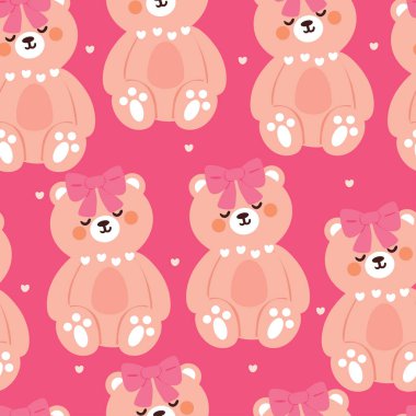 Kusursuz desenli çizgi film ayıları. hediye paketi kağıdı için sevimli hayvan duvar kağıdı çizimi