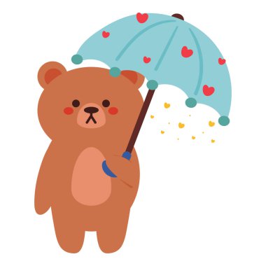 Şemsiye kullanarak güzel bir el çizimi ayı. Sevimli hayvan çıkartması, karalama