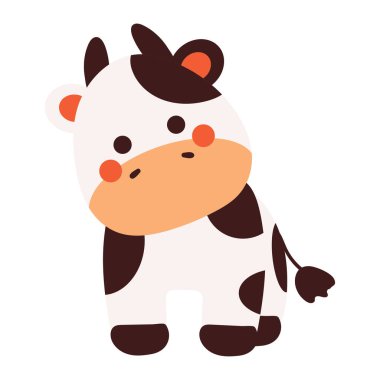 Güzel çizim ineği. Sevimli hayvan çıkartması, karalama