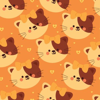 Kusursuz desenli çizgi film kedileri. hediye paketi kağıdı için sevimli hayvan duvar kağıdı çizimi