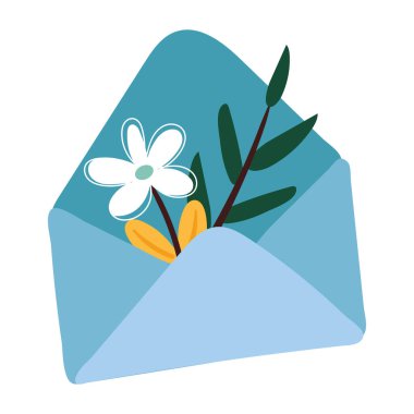 El çizimi karikatür zarf tasarımı çıkartması. Sevimli çıkartma, sevgililer günü için karalama.