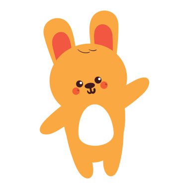 El çizimi çizgi film tavşan sevimli hayvan çizimi, karalama