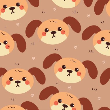 Kusursuz desenli çizgi film köpeği. Kumaş baskısı için sevimli hayvan duvar kağıdı, hediye paketi kağıdı