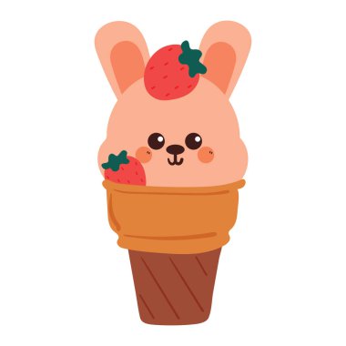 El çizimi tavşan dondurması. Sevimli hayvan çizimi, karalama