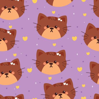 Kusursuz desenli çizgi film kedisi kumaş baskısı için sevimli hayvan duvar kağıdı, hediye paketi kağıdı.