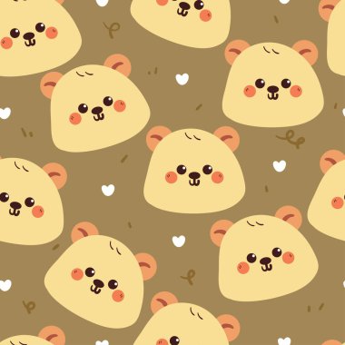 Kusursuz desenli çizgi film ayısı. Kumaş baskısı için sevimli duvar kağıdı, hediye paketi kağıdı