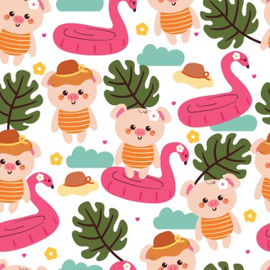 Kusursuz desenli çizgi film domuzu, yaz titreşimleri falan. Kumaş baskısı ve hediye paketi için şirin bir duvar kağıdı.