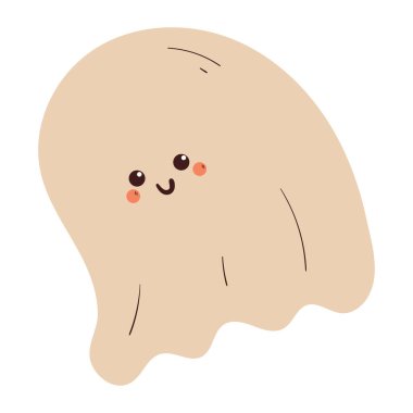 Cadılar bayramı için sevimli el çizimi hayalet. Çıkartma ve simge için şirin cadılar bayramı çizimi