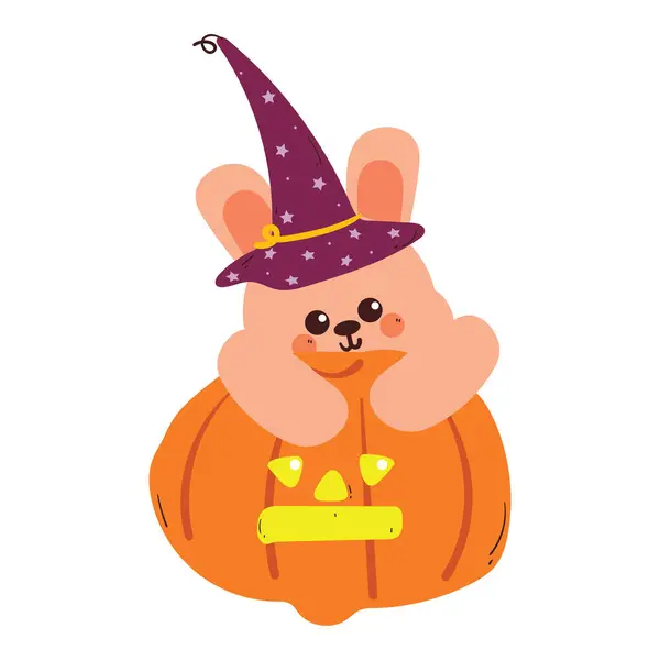 stock vector cute drawing cartoon bunny with halloween costume for halloween vibes. cute animal drawing, doodle, sticker