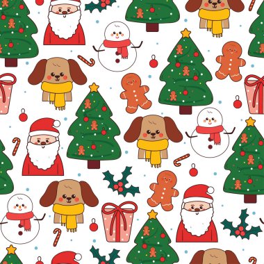 Kusursuz desenli karikatür karikatürleri, kışlık eşyalar ve aksesuarlar. Güzel noeller ve kumaş baskısı için kış duvar kağıtları, hediye paketi kağıtları.