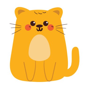 El çizimi sarı kedi çıkartması. Sevimli hayvan çizimi, karalama