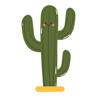 Güzel el çizimi kaktüs karakteri. Şirin bitki etiketi