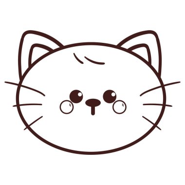 Sevimli el çizimi kedi kafası baş boyama sayfası illüstrasyonu