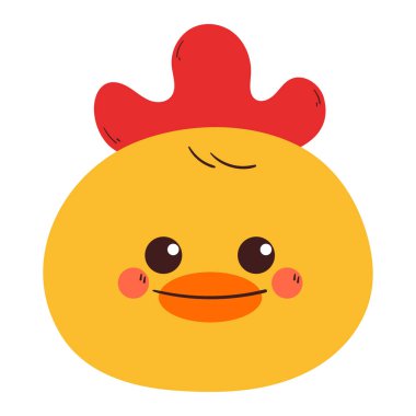 Çizgi filmdeki güzel piliç. Sevimli hayvan çizimi, karalama, çıkartma